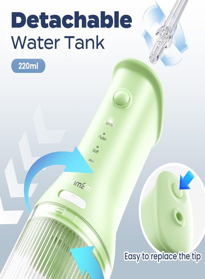 7AM2M Portable Water Flosser Cordless, Water Flosser for Teeth with 3 Modes and 2 Jet Tips, USB C Rechargeable, IPX7 Waterproof, Dental Water Flosser for Travel and Home Use (Green) - Image 4